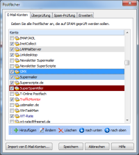 POP3-, IMAP-, AOL- und Hotmail-Postfcher auf Spam prfbar